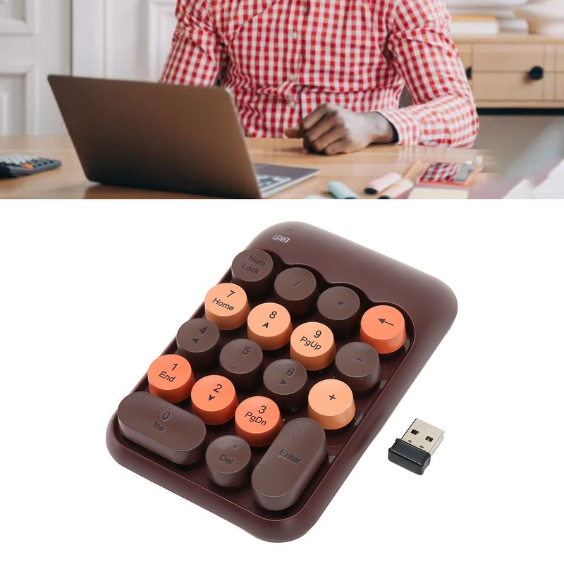 2.4GHz Wireless Numeric Keypad 18 Keys Retro Color Round Keycaps