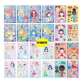 Princess Stickers – 24 Sheets Puffy Vinyl DIY Make a Face Stickers, Princess Birthday Decorations, Reusable Peel and Stick Crafts Party Supplies, Goodie Bags, Event Favors, Travel Activities