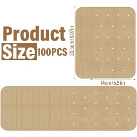 OIGWBPH Pack of 100 Baking Paper for Hot Air Fryer, Rectangular, 20.5 x 14 cm, Airfryer Baking Paper for Ninja Food Dual Air Fryer, Compatible with Ninja AF300EU AF400EU, Dual Zone Air Fryer