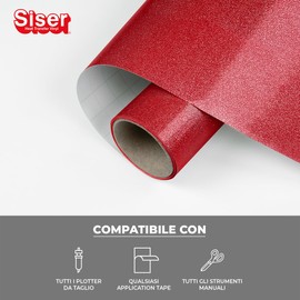 Siser EasyPSV Glitter - Vinile Adesivo Permanente Glitterato Brick red 150 x 30 cm, Per Personalizzare Oggetti e Superfici Rigide, Compatibile Con Plotter Da Taglio