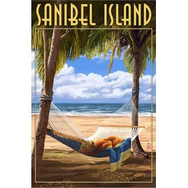 ART.COM Stretched Canvas Print Sanibel Island, Florida - Hammock by Lantern Press, 12" x 18"