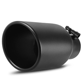 AUTOSAVER88 2.5 Inch Inlet Exhaust Tip, 2.5" Inlet 4" Outlet 9" Overall Length Black Powder Coated Finish Tailpipe Universal Stainless Exhaust Tips for 2.5" O.D. Tailpipe, Rolled Edge, Bolt On