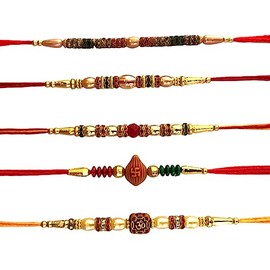 SLNDOKTG Set of 5 Rakhi for Brother, Rakhi Bracelet for Brother Raksha Bandhan Rakhi Gift, Wrist Bands for Loving Sibling/Brother, Father, & Friends Designer Rakhi Bracelet