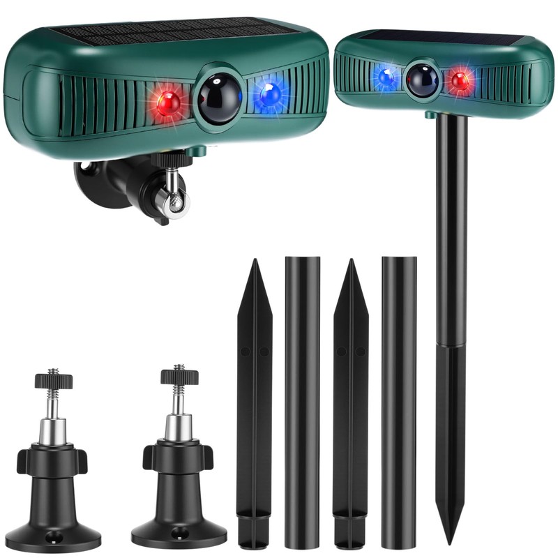 Qualirey 2 Pcs Solar Outdoor Alarm Motion Sensor 129dB Security