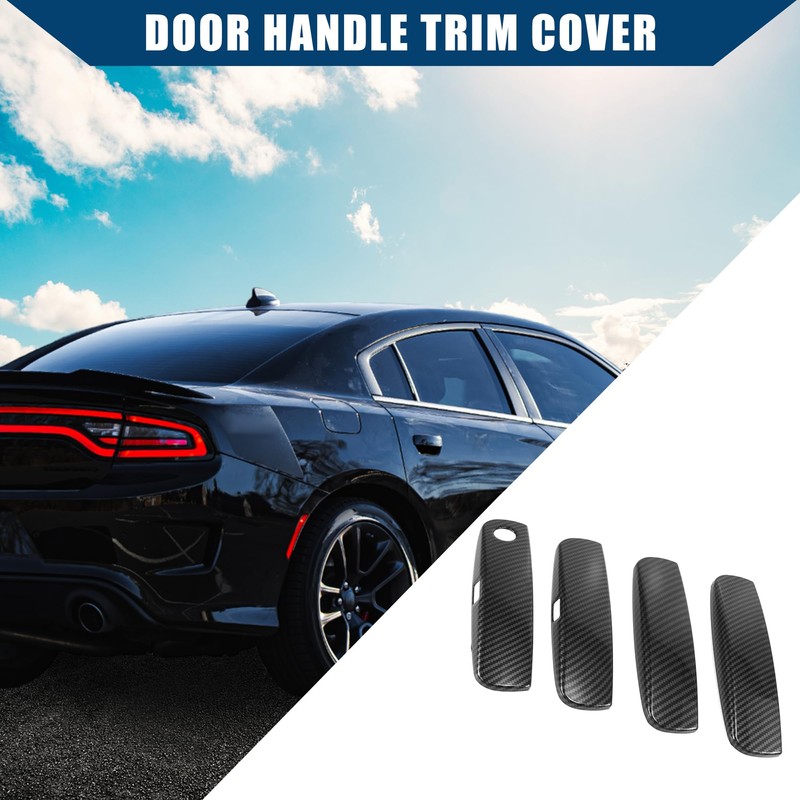 Hihaha Exterior Outside Door Handle Trim Cover Carbon Fiber Pattern