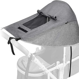 Stroller Sun Shade Pram Sun Cover with Viewing Window Stroller Umbrella Sun Rain Shade Toddler Blackout Blind Anti-UV Protection for High Landscape Stroller Travel Outdoor