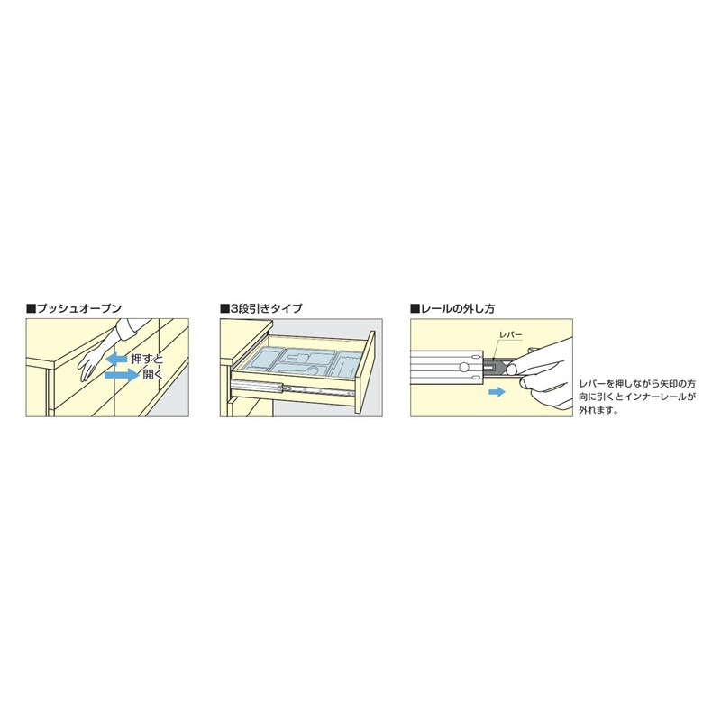 スガツネ工業(Sugatsune) Accuride スライドレール C3273PO プッシュオープン機構付 C3273PO-25