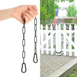 MBAIYO Chain Steel Chain Black, 0.5 m Link Chain with Double-Sided Carabiner Stainless Steel Gate Chain Lock Solid Metal Chain Stainless Steel Chains Round Steel Chain for Outdoor Fences Garden Gates