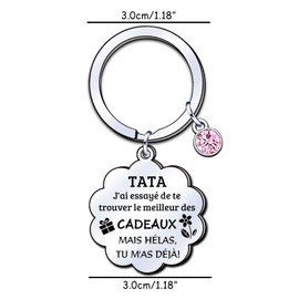 LUODAN Tata Keyring, Gift, Keyring, Tatata, Gift for Mother's Day, Women, Housewives, Birthday Gifts, Family Gifts, Christmas Gifts, Silver, L, silver, L