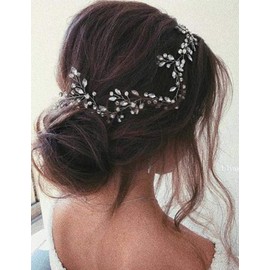 Anglacesmade Bridal Crystal Hair Vine Branch Rhinestone Headband Opal Wedding Headpiece for Bridesmaid Bride Prom Party Festival Hair Weaths for Women and Girls (Opal)