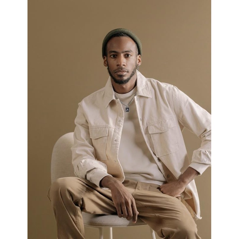 Airrty Initial A-Z Letter Pendant Necklace for Men Women Sterling