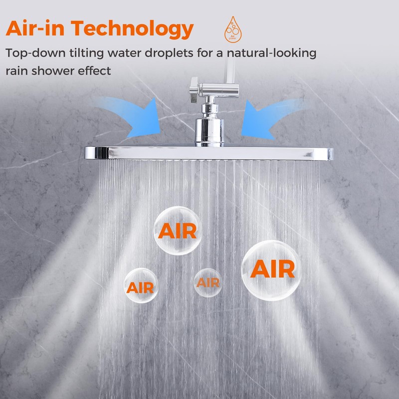 10 inch Rainfall Shower Head Combo Stainless Steel, THE FIRST