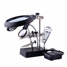 Soldering Station MG16129-C Welding Magnifying Glass Clamp 5 LED Auxiliary Clip Magnifier Hand Soldering Solder Iron Stand Holder Station