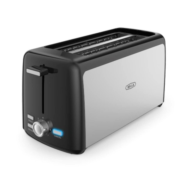 BELLA 4 Slice Toaster, Long Slot & Removable Crumb Tray,