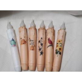 Unbranded Stencil On Hand Dipped Primitive 7 " Taper Candle with 6 Hour Timer - Honey Bees and Hive