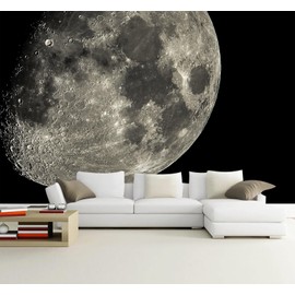WFBHUA - Moon Wallpaper Dark Night Sky Landscape Mural Living Room Bedroom Kids Room (Not Peel and Stick)