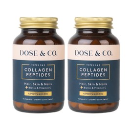 DOSE & CO. Collagen Peptide Beauty Supplement Tablets - 2 Pack (180 Tablets), for Hair, Skins & Nails