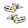 3D Bullet-Shaped Cufflinks,Stainless Steel with Gold Accents (Cufflinks Box Included)