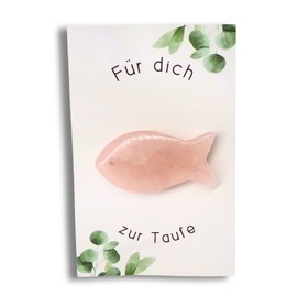 Milaboo® Christening Gift - Rose Quartz Gemstone Fish 3-4 cm as Lucky Charm for Christening (Baptism)