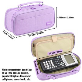 JOINPRO Pencil Case, Large Capacity Pencil Case Organizer; Double Zipper Storage Bag; Big Pencil Pouch for College School Office Teen Girl Boy Men Women Adult (Purple)