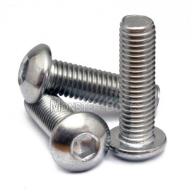 MonsterBolts - 1/4"-20 x 1 3/4" Button Head Socket Cap Screws, ASME B18.3, Stainless Steel, 10 Pack