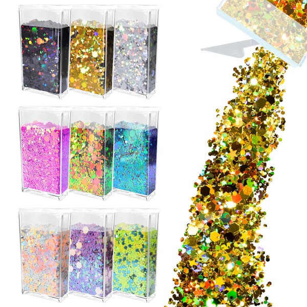 Glitter Wenida 9 Colors 105g Holographic Iridescent Chameleon Festival Sequins Craft Chunky Glitter for Arts Face Hair Body Nail