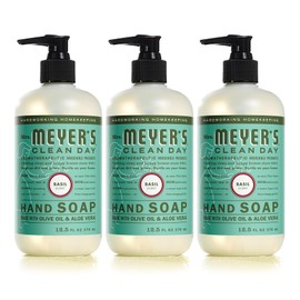 MRS. MEYER'S CLEAN DAY Hand Soap, Made with Essential Oils, Biodegradable Formula, Basil, 12.5 fl. oz - Pack of 3