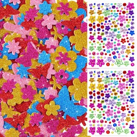 836 calcomanías de espuma con purpurina y calcomanías de gemas, calcomanías de gemas para manualidades, joyas de diamantes de imitación para manualida