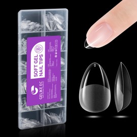 Gelike ec 552pcs Extra Short Almond Nail Tips: Full Cover XS Short Soft Gel Nail Tips Pre-Polished Artificial Nail Tips Made of PMMA Resin for Nail Design Art DIY Salon, 12 Sizes