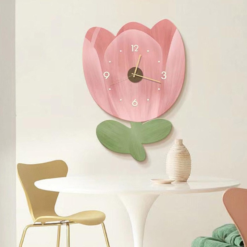 Modern Wall Clock,Cartoon Flower Shape Silent Clock,Flower Petal Design Wall