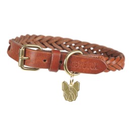 Shires Digby and Fox Plaited Dog Collar - Tan: Medium
