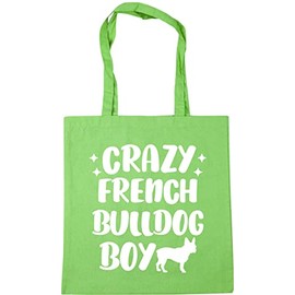Hippowarehouse Crazy french bulldog boy - dog Tote Shopping Gym Beach Bag 42cm x38cm, 10 litres