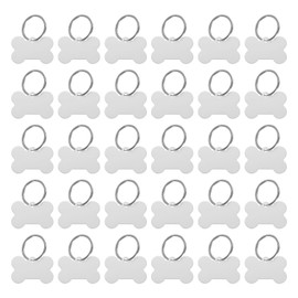MECCANIXITY Bone Shaped Dog Tag Pet ID Tags, 38mmx25mm/1.5"x1" Metal Silver Tone Blank Dog Tags Cat Tags with Ring for Dog Cat, Pendant Crafts, Pack of 30