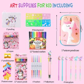 Markers Set,59 pcs Pencil Case Art Coloring Drawing Kits,Gifts For Girls Stationary Set Pencil,Crayon&Markers Stuff,Birthday Gifts Toys for Girls Gifts (Girls Unicorn Theme)