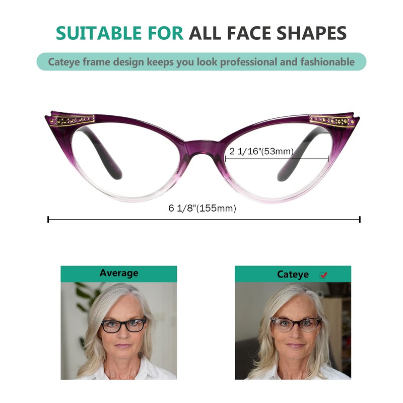 Eyekepper Pack of 6 Women's Cat Eye Glasses, Includes Sunglasses