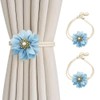 Curtain Tiebacks, 2PCS 3D Fabric Flowers Curtain Holders Adjustable Elegant