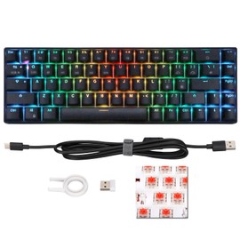 Wireless 2.4 G Mechanical Keyboard Black 68 Keys RGB Dynamic Backlight Wireless Gaming Keyboard for WindowsRed Switch