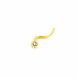 Mondepetit - Yellow Gold 18K Round Nose Piercing with Cubic Zirconia Sparkle