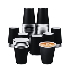 Sveikie 120 Pack 9 Oz Leak-Proof Disposable Paper Cups for Hot/Cold Coffee, Tea, Beverage Cups - Holiday Party DIY Office Drinking Cup Supplies (Black)