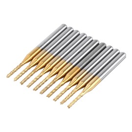 10 Pieces 1.5 mm Titanium Coated Cutting End Mill Carbide CNC Engraving Bit Tools