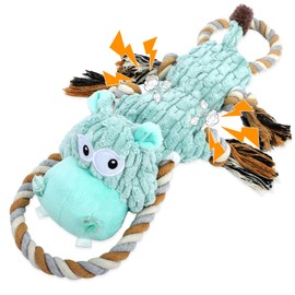 wodoca Plush Dog Chew Toys with Rope Squeaker & Crinkle Paper, Interactive Squeaky Dog Toy for Large Dogs, Tug of War Puppy Toys for Small Medium Breed, Machine Washable