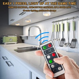 Wireless 16 Color Changing LED Puck Light 12 Pack LED Under Cabinet Lighting Closet Light Battery Powered Night Lights with Remote Control Dimmer & Timing Function