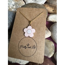Daisy Flower Necklace, 5 Variations, Necklace, Flower Pendant Necklaces, Plant Gifts, Daisy Chain (Pink Daisy Necklace)