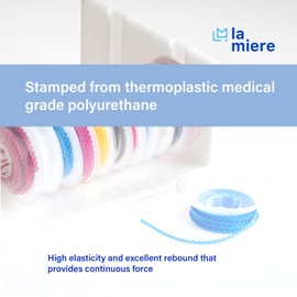 LA MIERE 1 Roll Orthodontic Rubber Chains, Braces Power Chains consisted force in closed, short, long 15''spools (closed, 0.113’’(2.5mm), Baby Blue)