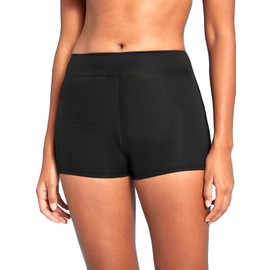 RELLECIGA Women's Black High Waisted Board Shorts Boyshorts Swim Bottoms Swim Shorts Women Size Large