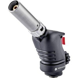 TOOLCRAFT Blowtorch with Piezo Ignition, Gas Burner, 1500 °C Temperature, Bunsen Burner, EN417, 360° Insert, Gas Soldering Burner, Camping Accessories