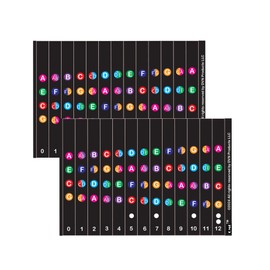 QMG Ukulele Fretboard Stickers, Note Stickers for Soprano Concert Tenor Ukulele, Finger Guide Ukulele Beginner, 2 Pack