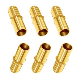 JoyTube Brass Hose Barb Fitting Metals Splicer Mender, 5/8" Barb Hose Union Fuel Gas Water Air (Pack of 6)