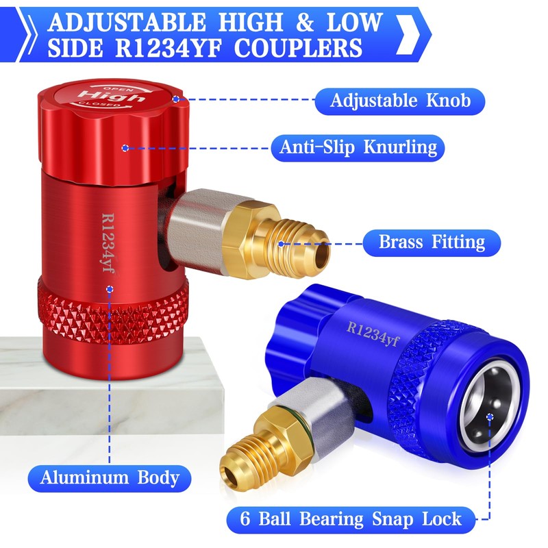 R1234yf Adapter, Adjustable 1234yf Adapter, High/Low Pressure Side R1234yf Quick
