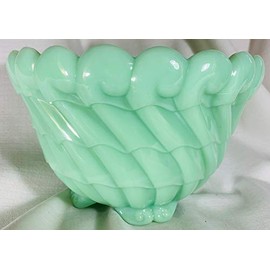 Scalloped Bowl - Jade Jadeite Jadite Green Glass - American Made - USA